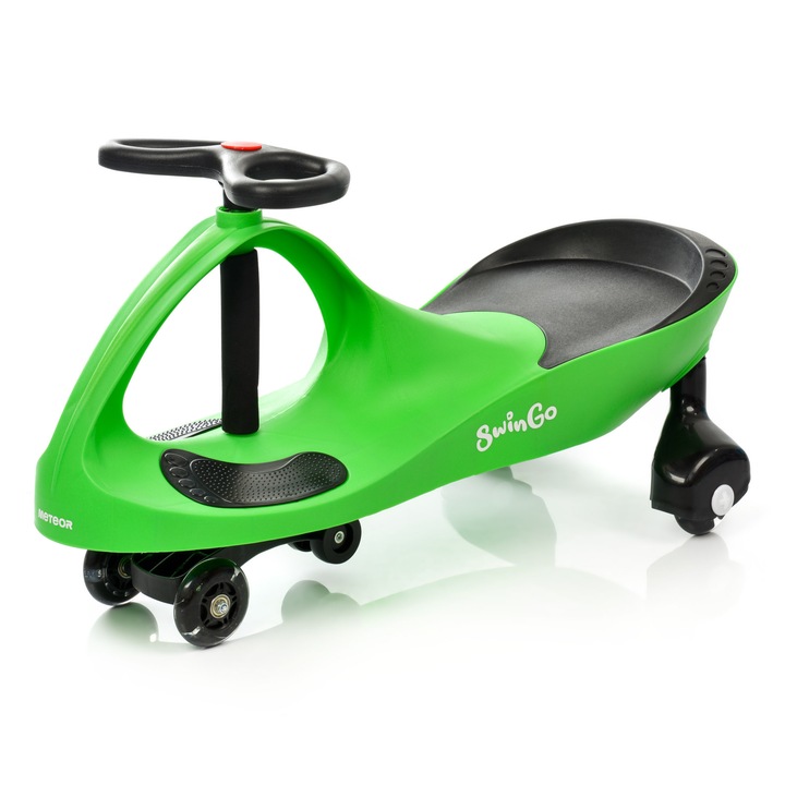 Masinuta Gravitationala, Meteor, Swingo, Material, Pp, Pu, Maner, Tpr, Greutate Maxima Utilizator, 50 Kg, Varsta Utilizator, 12 Luni+, Dimensiuni, 80 cm x 29 cm x 45 cm, Verde-Negru