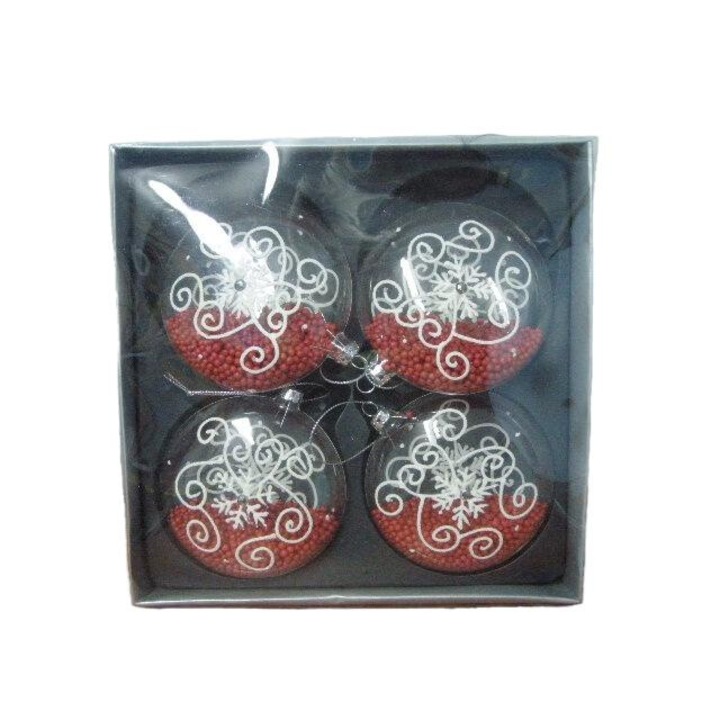 Chomik karácsonyi csecsebecse, 4 db-os készlet, üveg