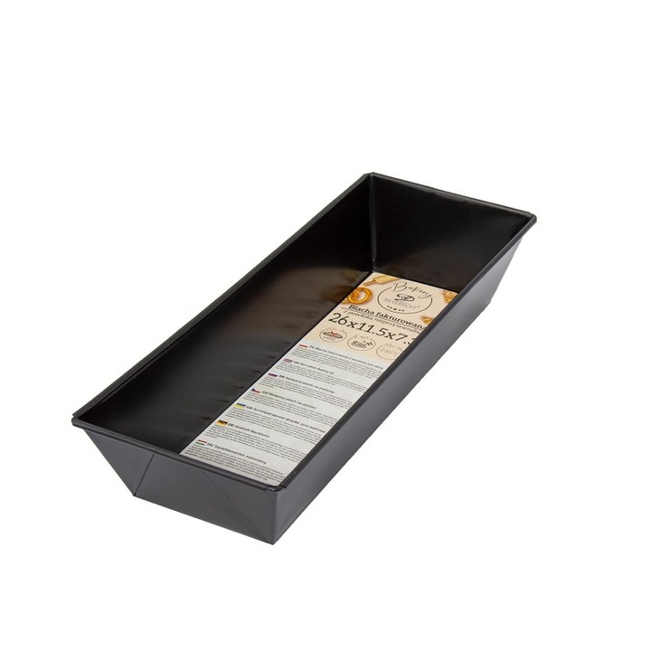 Tragar sütőlap, hagyományos forma, tapadásmentes, 31x11,5x7,3cm, fekete