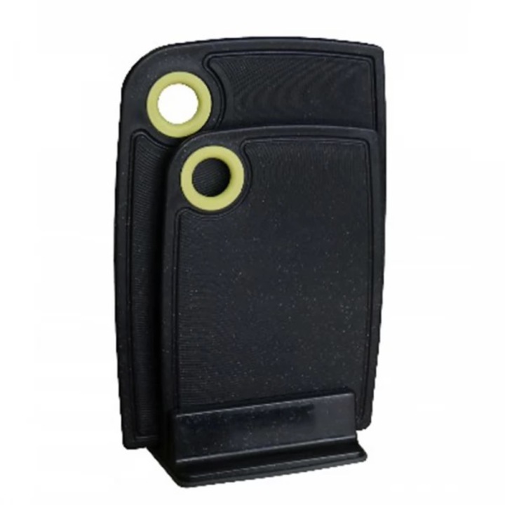 Set 2 deski de taiat cu suport, practico, plastic, 24x16cm, 30x20cm, negru