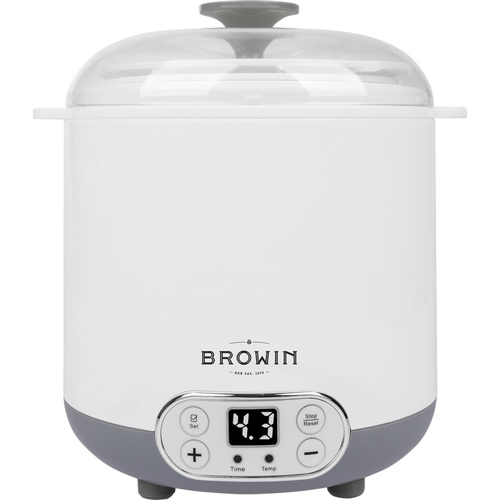 Aparat de preparat iaurturi, Biowin, 1.5L, control temperatura 20-55°C, timer 1-48h, 19.5x17x22cm