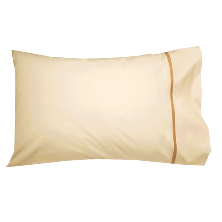 Комплект 2 х калъфки за възглавница с кант, 70 см х 80 см, Casa Bucuriei, кремава, 100% памук, две лица