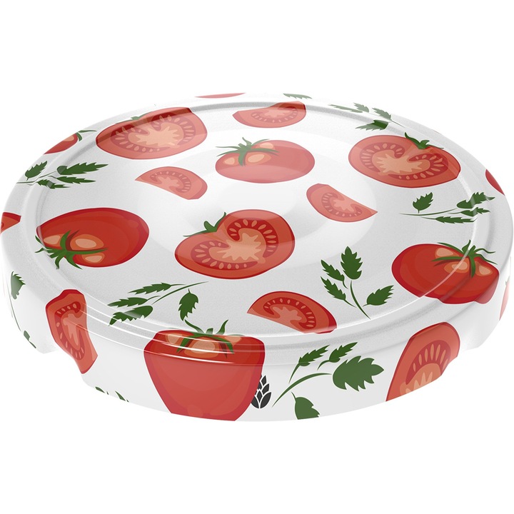 Capace pentru borcane Biowin, set 10 bucati, design rosii, otel galvanizat, rezistente la spalare in masina