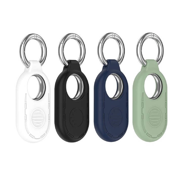 Комплект от 4 защитни капака за калъф samsung galaxy smarttag2, JENUOS®, устойчив на удар и надраскване, с карабинер, преносим, против загуба, водоустойчив, силиконов, многоцветен