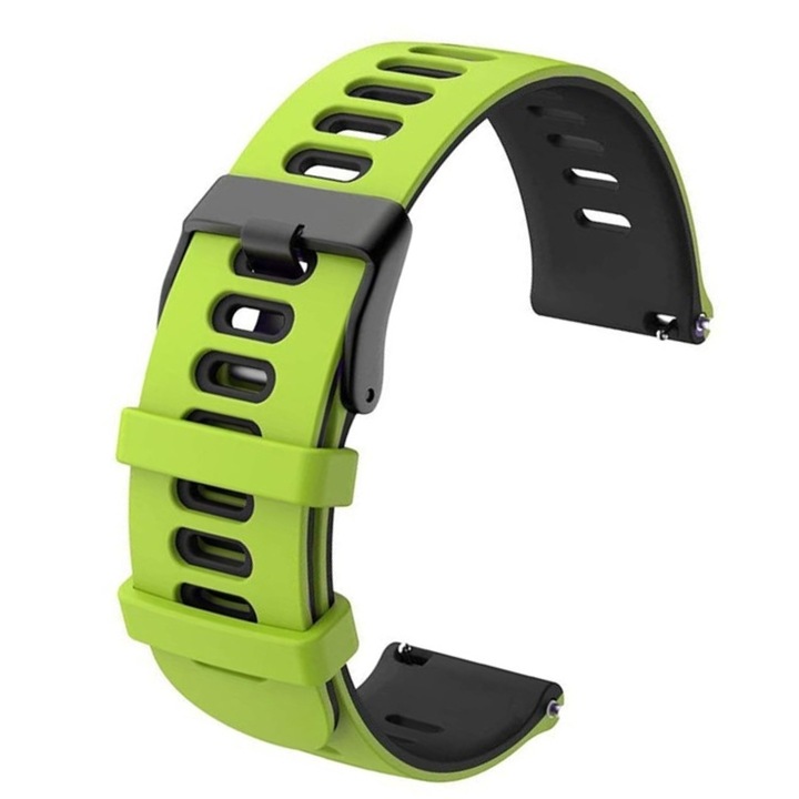 Szilikon szíjas intelligens óraszíj Amazfit BIP /Amazfit GTS / GTS 2 / 3 / 4 / MINI / Garmin Venu / Vivoactive 3 / Samsung Galaxy Watch 5/4 40/44/45 mm / Huawei Watch GT 2 42mm / GT 3 42 mm-hez, tartós , szagtalan, 20mm, két tónusú, fekete zöld