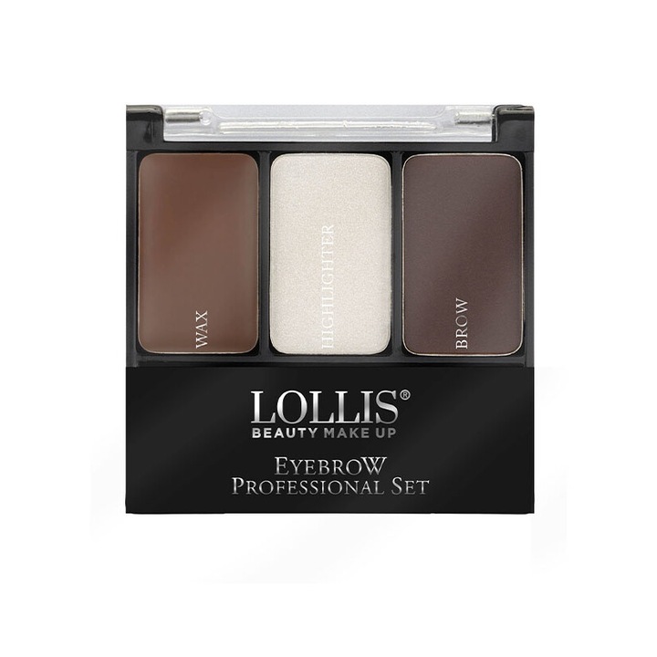 Set profesional pentru stilizarea sprancenelor, LOLLIS, mediu, 3 nuante