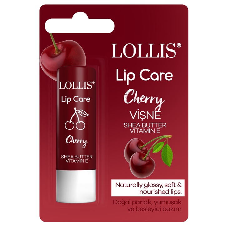 Balsam de buze, LOLLIS BEAUTY MAKE UP, Unt de shea si vitamina E, Cherry