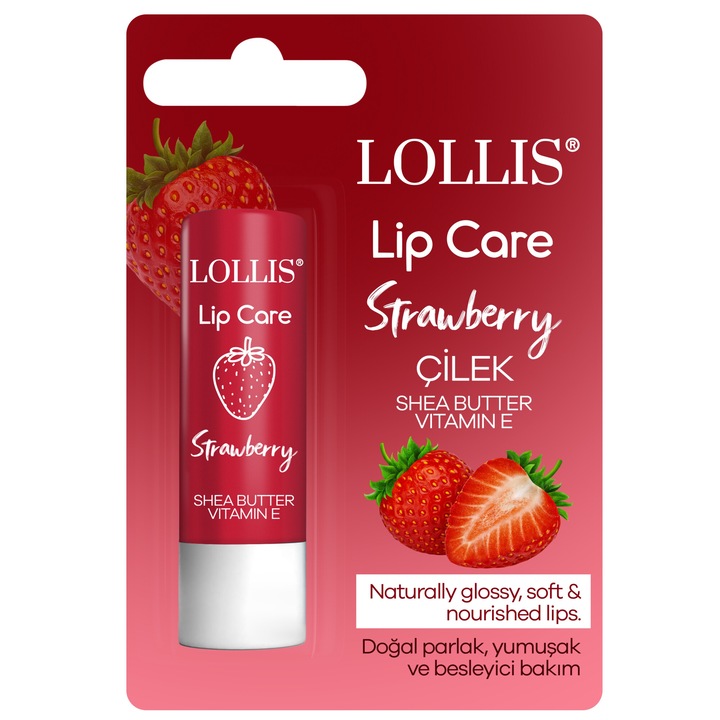 Balsam de buze, LOLLIS BEAUTY MAKE UP, Aroma capsuni, Unt de shea si vitamina E