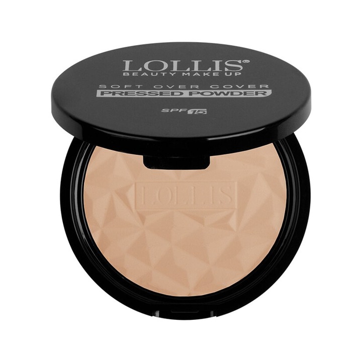 Pudra compacta, LOLLIS BEAUTY MAKE UP 02, pentru ten, acoperire uniforma, 10g