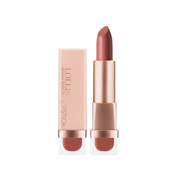 Ruj LOLLIS BEAUTY MAKE UP 101, hidratant, nuanta vibranta, maro