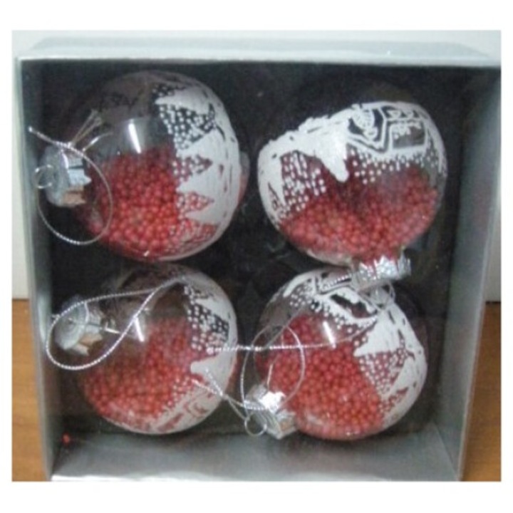 Globuri de Craciun Chomik, set 4 bucati, sticla, multicolor