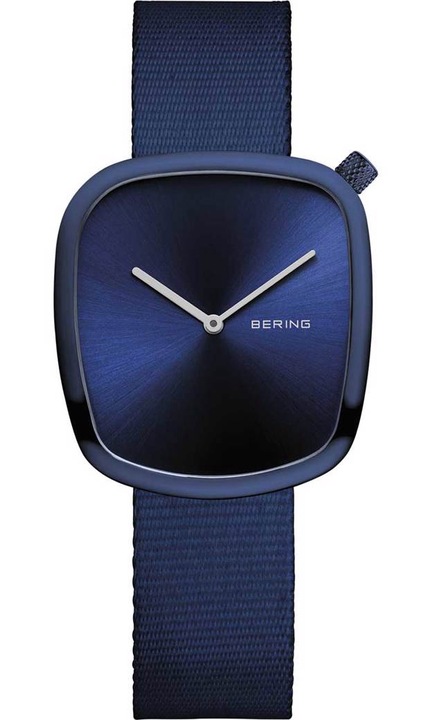 Ceas dama Bering, model Pebble, albastru, 34mm, rezistent la apa 3 ATM
