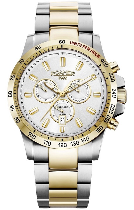 Ceas barbatesc Roamer, 10 ATM, 45mm, culoare auriu/metalic
