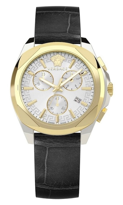 Női karóra Versace, Chrono modell, fekete bőr szíj, méretek 40x5ATM