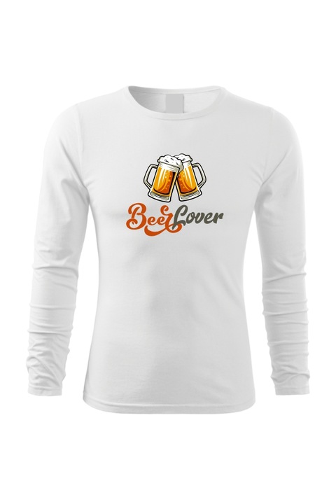 Bluza cu maneca lunga pentru barbati, Beer Lover, Alb