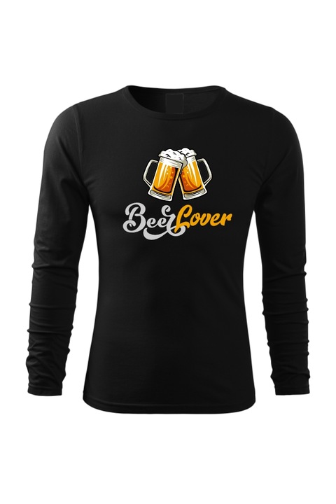 Bluza cu maneca lunga pentru barbati, Beer Lover, Negru