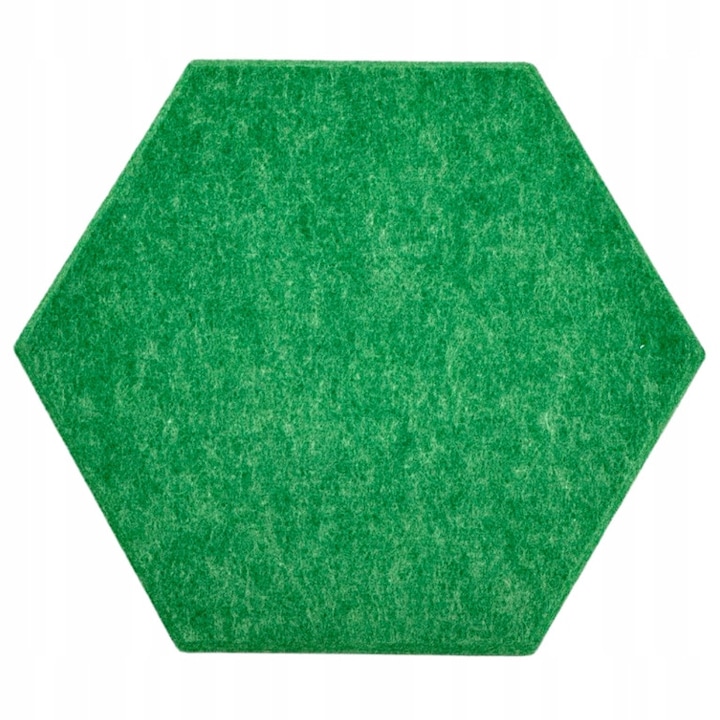 Panou decorativ hexagonal 3D Marvit, tapitat, autoadeziv si acustic, verde, pentru decorarea peretilor si reducerea zgomotului, dimensiuni 26 x 30 cm, solutie eleganta si practica pentru interior