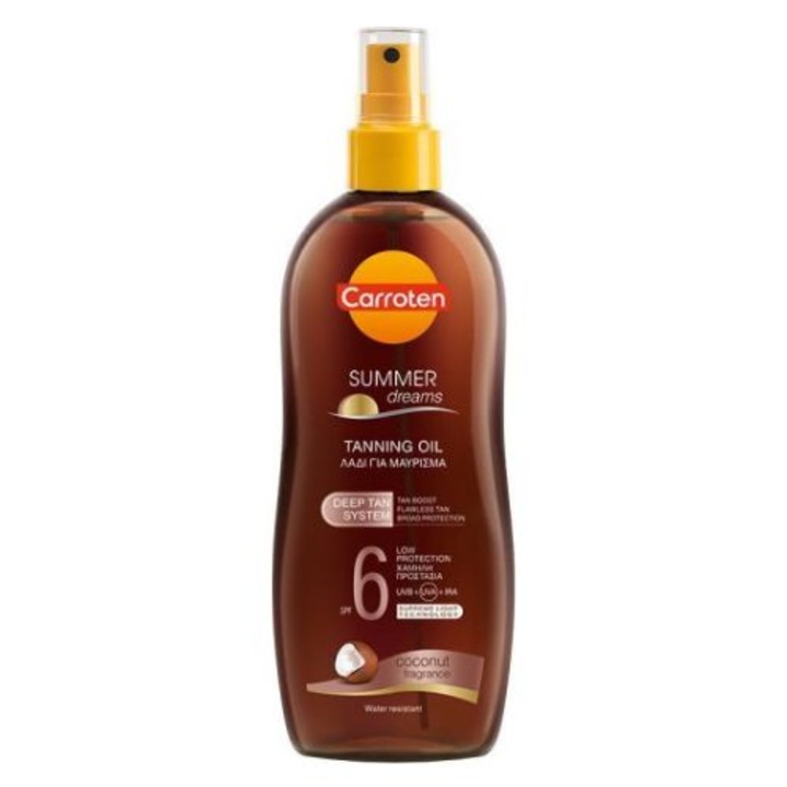 Ulei de bronzare Carroten Summer Dreams SPF6, 200ml, cu parfum de cocos, hidratare intensa