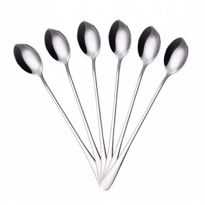 6 darabos kanál készlet desszertekhez, kávéhoz és fagylalthoz, 19 cm, ezüst