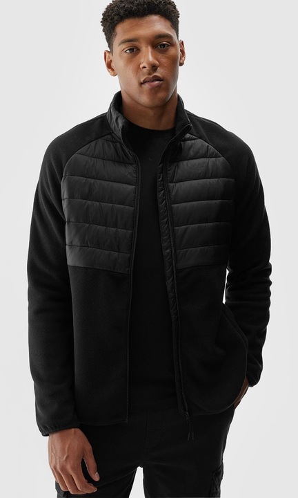 Jacheta sport barbati 4F, neagra, poliester, guler inalt, negru, M INTL