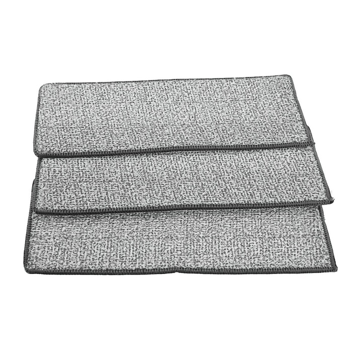 Set 3 rezerve din microfibra pentru mop plat dreptunghiular cu prindere tip scai, 32 x 12.5 cm, Esperanza 96481, pentru curatenie, reutilizabile Gri