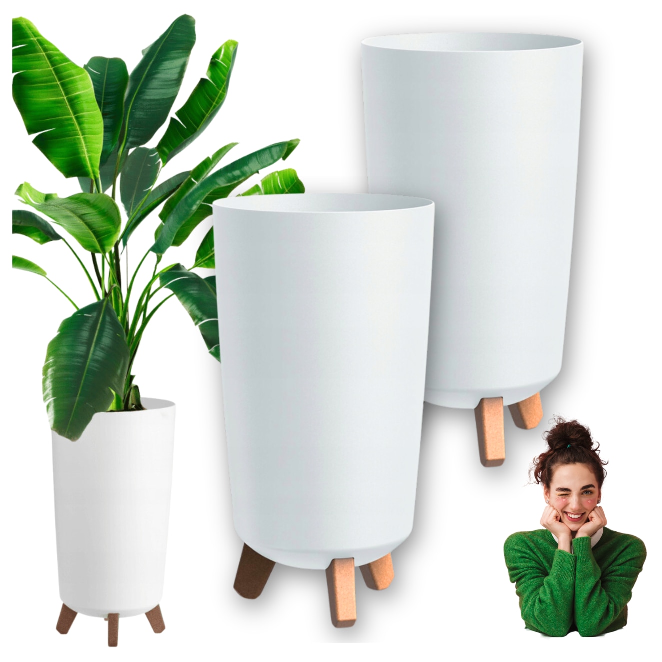 Set 2 ghivece inalte cu insertie pentru plante, Prosperplast