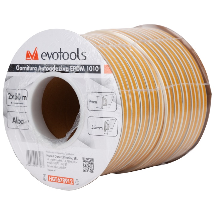 Garnitura Autoadeziva EPDM 1010 Profil P 2x50 m - Latime 9 mm Grosime 5.5 mm 9 mm 5.5 mm Maro