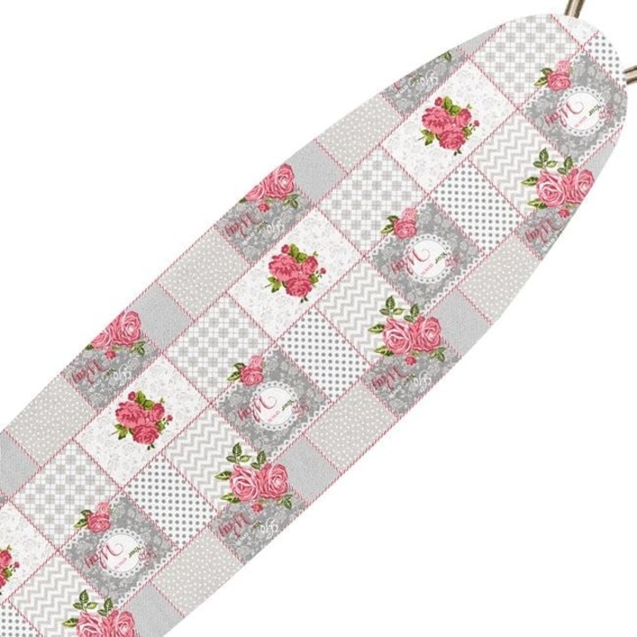Husa pentru masa de calcat din bumbac Antbro®, cu siret si baza rezistenta speciala, model floral, 140x50cm