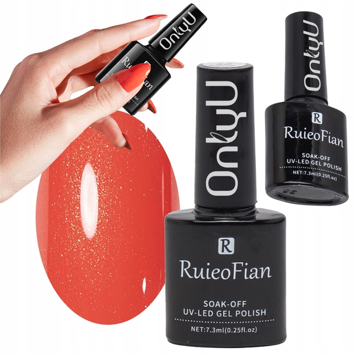 OnlyU hibrid körömlakk, Bright Coral, 7,3 ml, 30-60 másodpercig köt