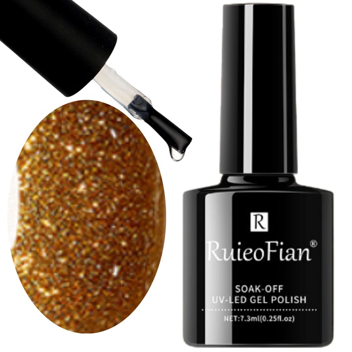 Glitter körömlakk, OnlyU, arany, 7,3 ml