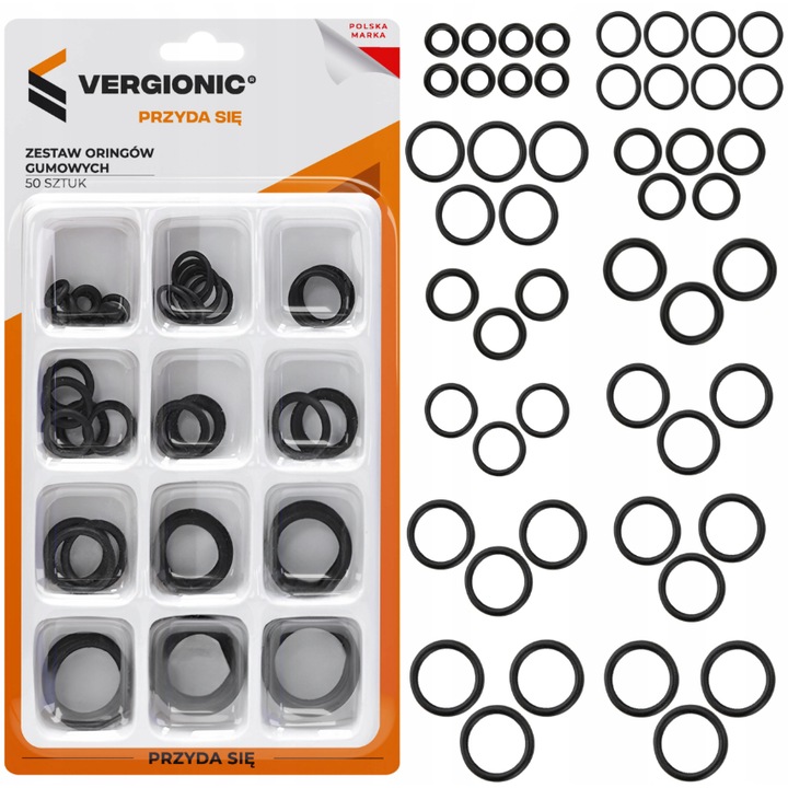 50 db-os olajálló gumitömítés készlet, Vergionic, többféle méretben, klímához