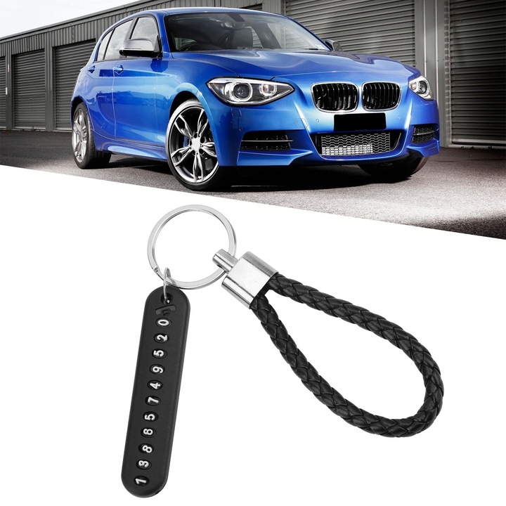 Jormftte univerzális alumíniumötvözet kulcstartó kenderkötéllel, 85mm hosszúságú, telefonszám táblával