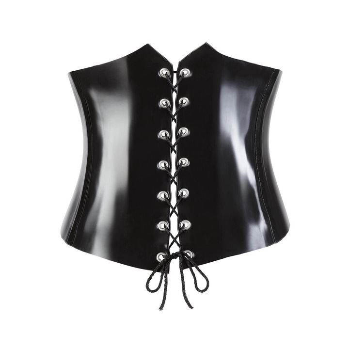 Corset din latex negru, Late X, cu siret la spate, 100% latex, S