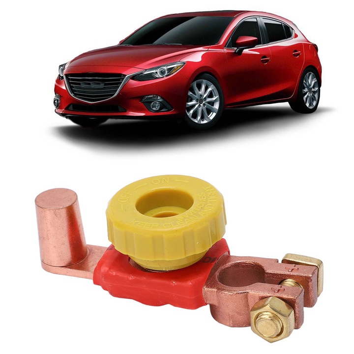 Jormftte akkumulátor-leválasztó kapcsoló, 6V 12V 24V, ABS és sárgaréz, pozitív akkumulátorra szerelhető