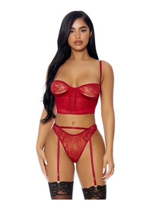 Szexi fehernemu szett, ForPlay, rugalmas anyag, Piros