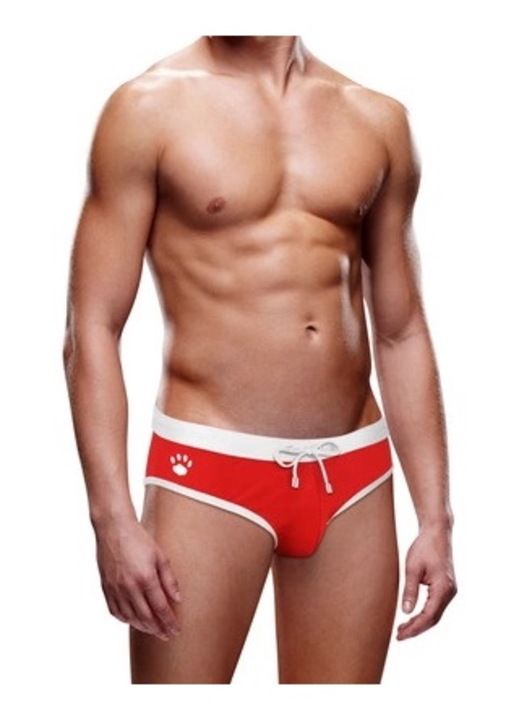 Costum de baie barbati, Prowler, Rosu/Alb