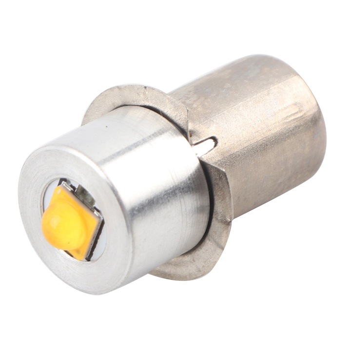 LED csere izzó P13.5S 3W zseblámpához, meleg fehér 4~12V, méretek 23x9mm