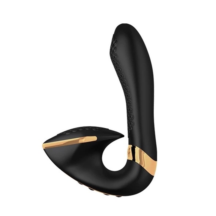 Shunga Soyo vibrátor, 2 motoros, szilikon, 17x11x3,7 cm, fekete