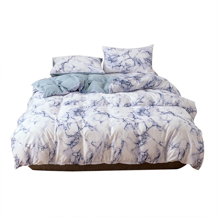 Jormftte 3 részes ágyneműhuzat garnitúra, márvány mintás, kék, dupla méret