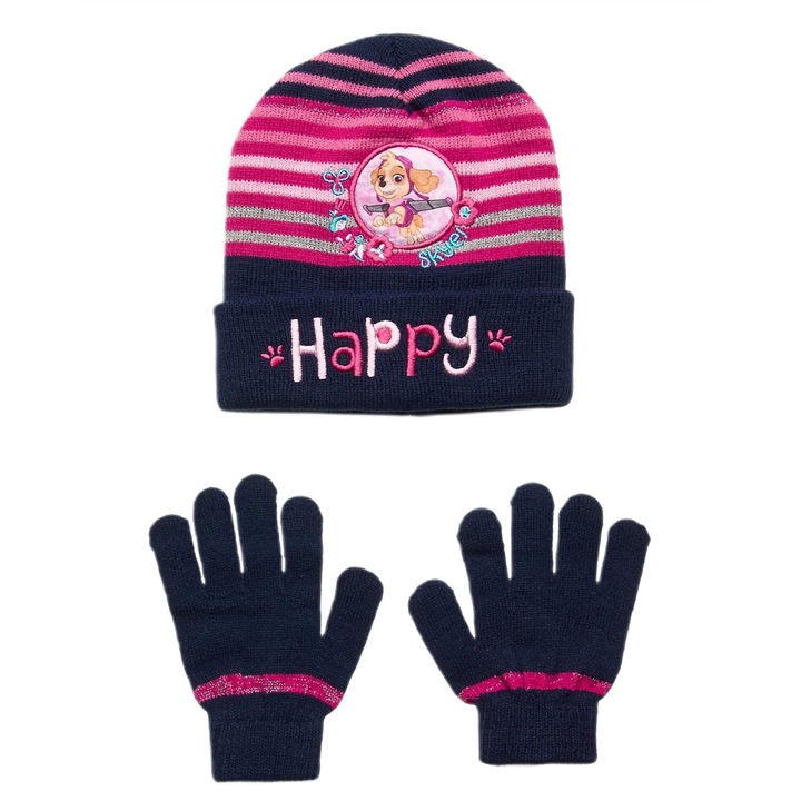 Set Caciula si Manusi Disney Paw Patrol, 52, granat, 100% poliester