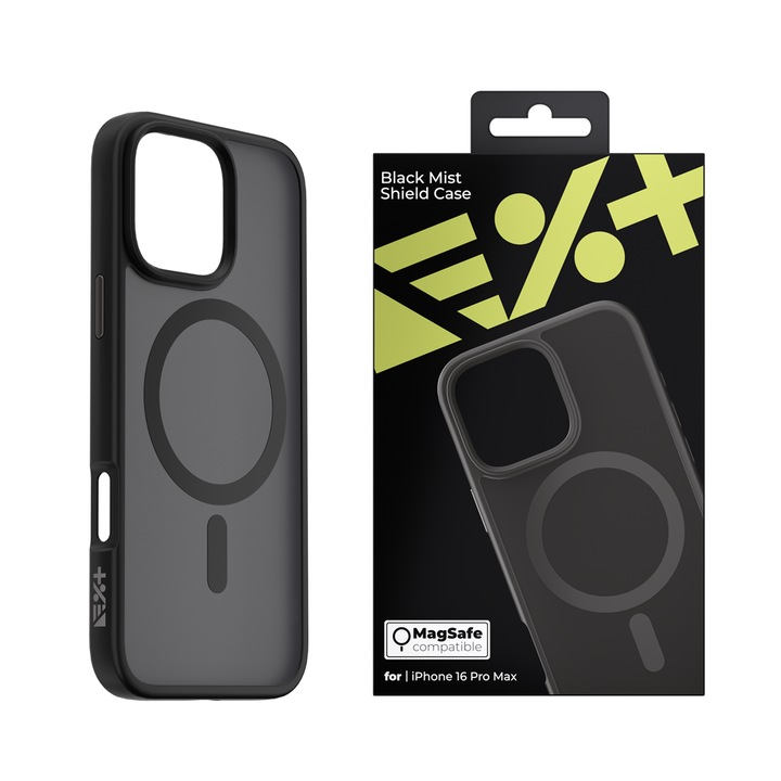 Husa telefon Next One Mist Shield pentru iPhone 16 Pro Max, compatibila MagSafe, protectie durabila, neagra