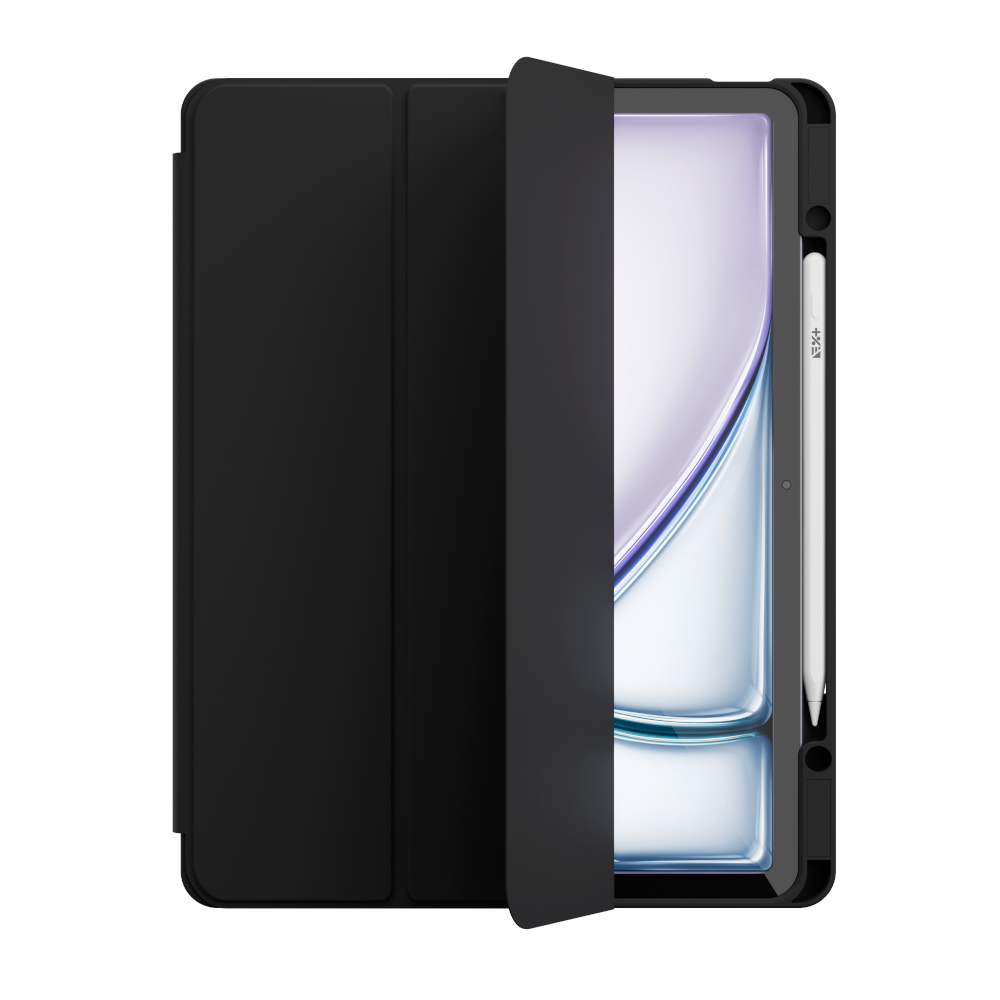 Husa tableta Next One Rollcase pentru iPad Air M2 13", negru, cu suport pentru Apple Pencil, functie de suport