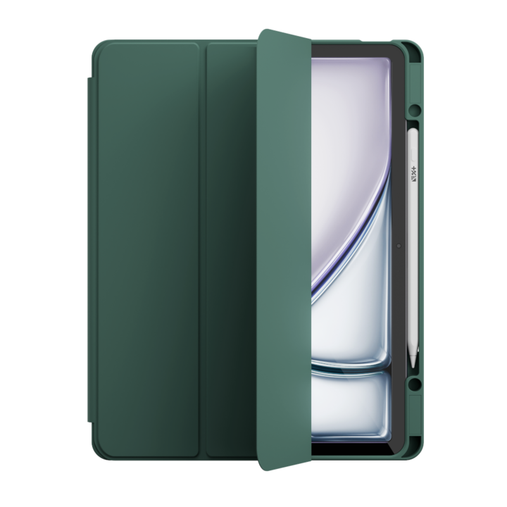 Калъф за таблет Next One Rollcase за iPad Air M2 13", силиконов, зелен, с поставка за Apple Pencil, функция стойка