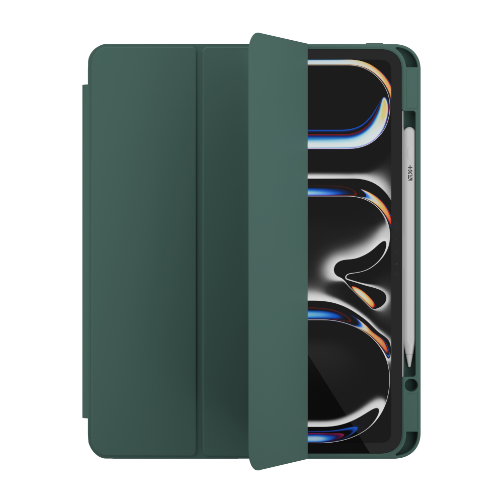 Husa tableta NEXT ONE Rollcase pentru iPad Pro M4 13", verde, cu suport pentru Apple Pencil, functie de suport