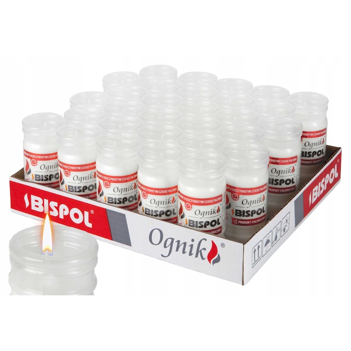 Свещи Bispol WP2N, 30 броя, бели, 4.9x11см