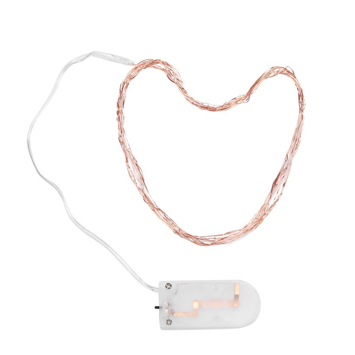 5 méteres, 50 LED-es karácsonyi égőkészlet rézdróttal, beltéri dekorációhoz