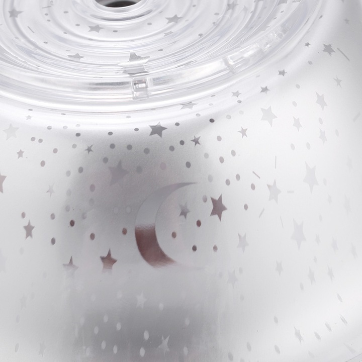 Párásító fényvetítővel, Longziming, 500ml űrtartalom, arany/ezüst, méretek 13,5x13,5x11,5cm