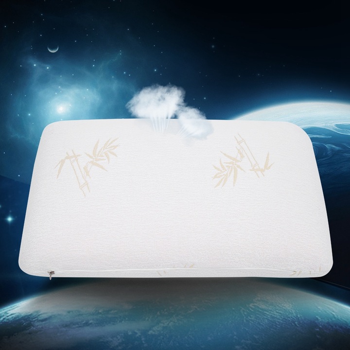 Bambuszrostból készült, lassan visszapattanó, egészségügyi ellátást nyújtó memóriahabos, puha, hipoallergén nyakpárna