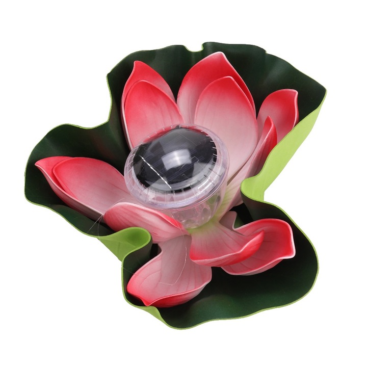 Jormftte napelemes lámpa, tavirózsa stílusú, színes LED, vízálló, 280x280mm