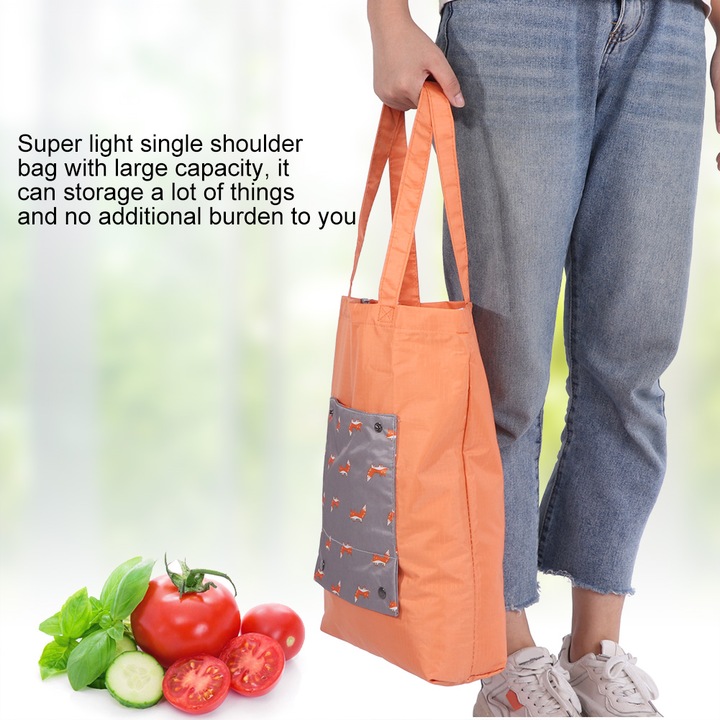 Bevásárlótáska, Jormftte, vízálló, összecsukható, nagy kapacitású, narancssárga, 35x40cm